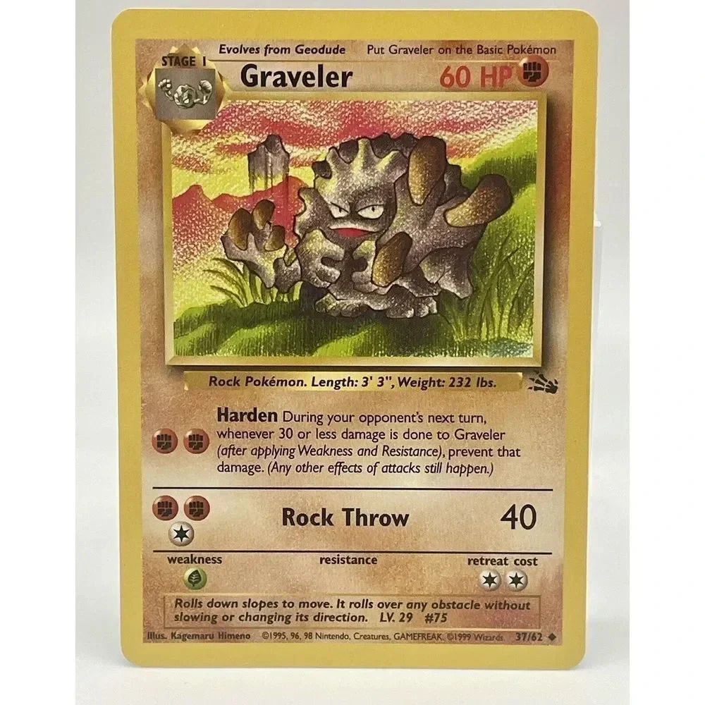 Graveler 37/62 Unlimited Fossil Pokemon Card WOTC Vintage 1999 NM